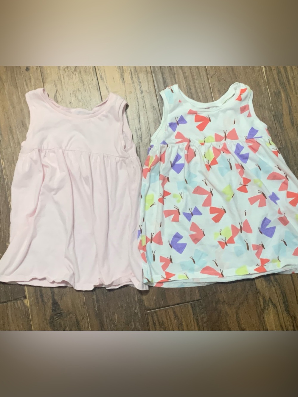 Pair of GAP Baby Girls Light Pink & Butterfly Print Sleeveless Tees